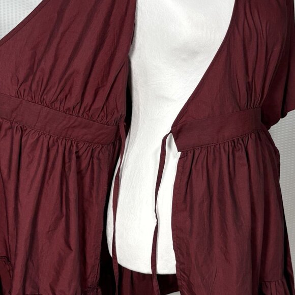 ASOS Design Short Blood Red Dark Romantic Deep V Wrap Dress Whimsygoth US Size 6 - Picture 5 of 10